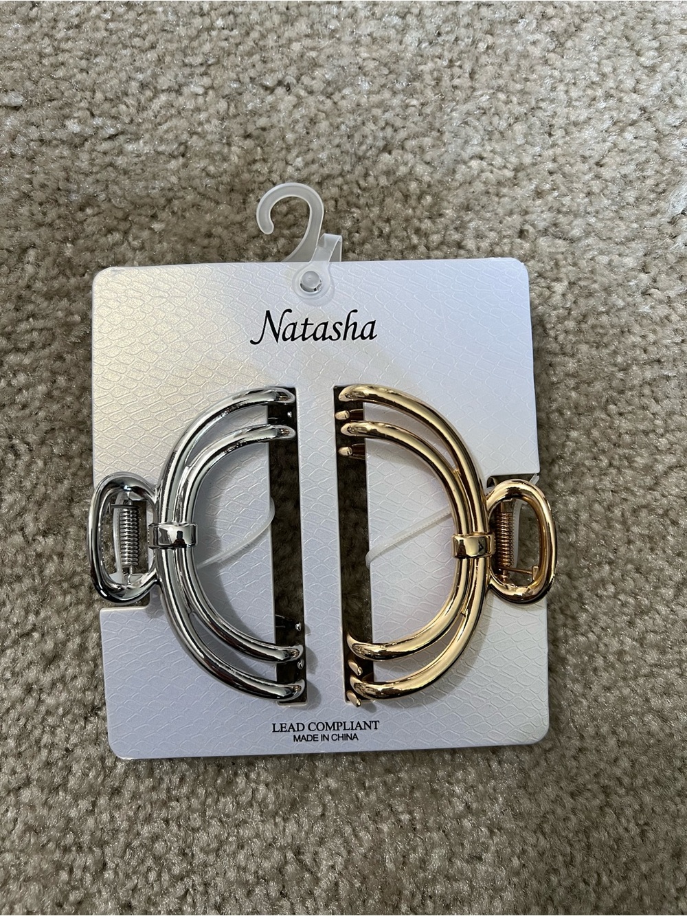Natasha Couture Two-Tone Metal Hair Clips — Gold & Silver